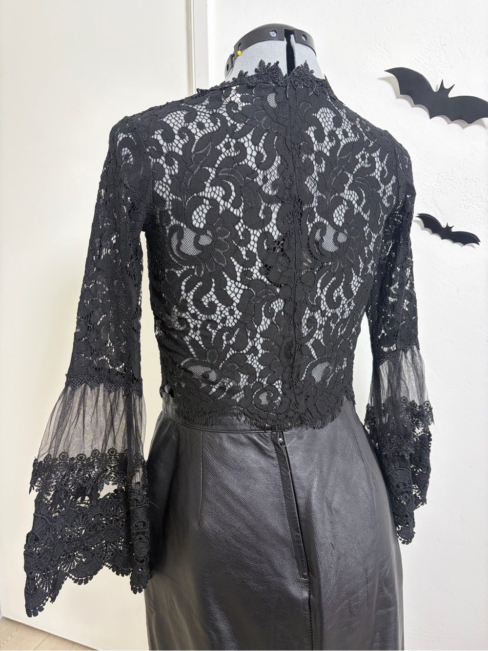 Skylar + Madison Black Floral Lace Bell Sleeve Blouse - Picture 2 of 6